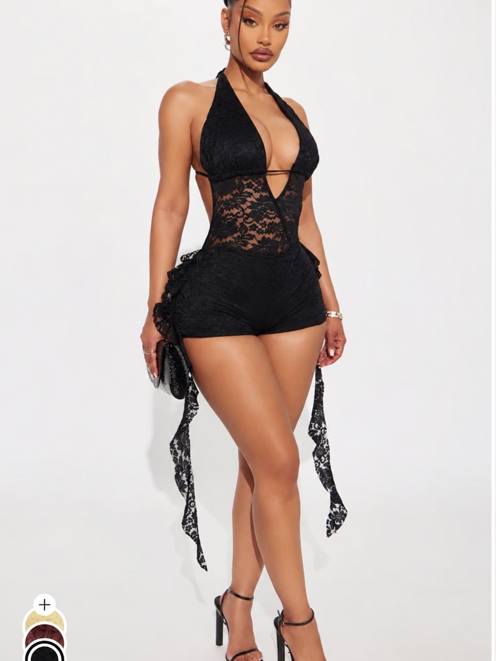 Viridiana Lace Romper - Black